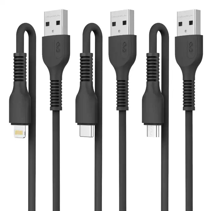 cable data miccell entrada tipo-c, lightning, micro USB color negro