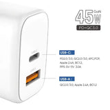 Cargador dual USB+PD VQ-T52 Tecnología GaN 45W