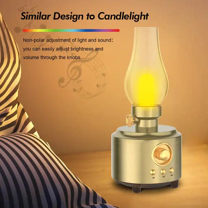 diseño similar a candelabro luz ajustable altavoz portatil rgb 360 grados 1500mAh (VQ-SP27)